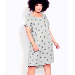 NWT Avenue grey star print “Hello Sunshine” dress size 20